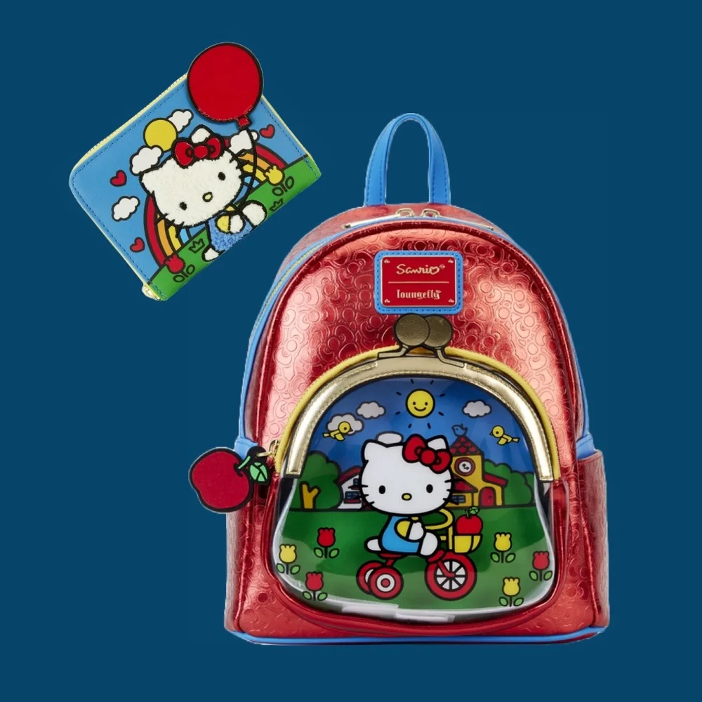Loungefly Sanrio‎ Hello Kitty 50th Anniversary Metallic Mini Backpack and Wallet